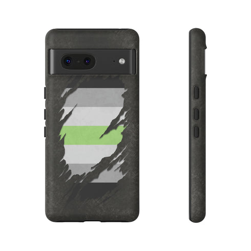 Agender Pride Flag Ripped Reveal Tough Case